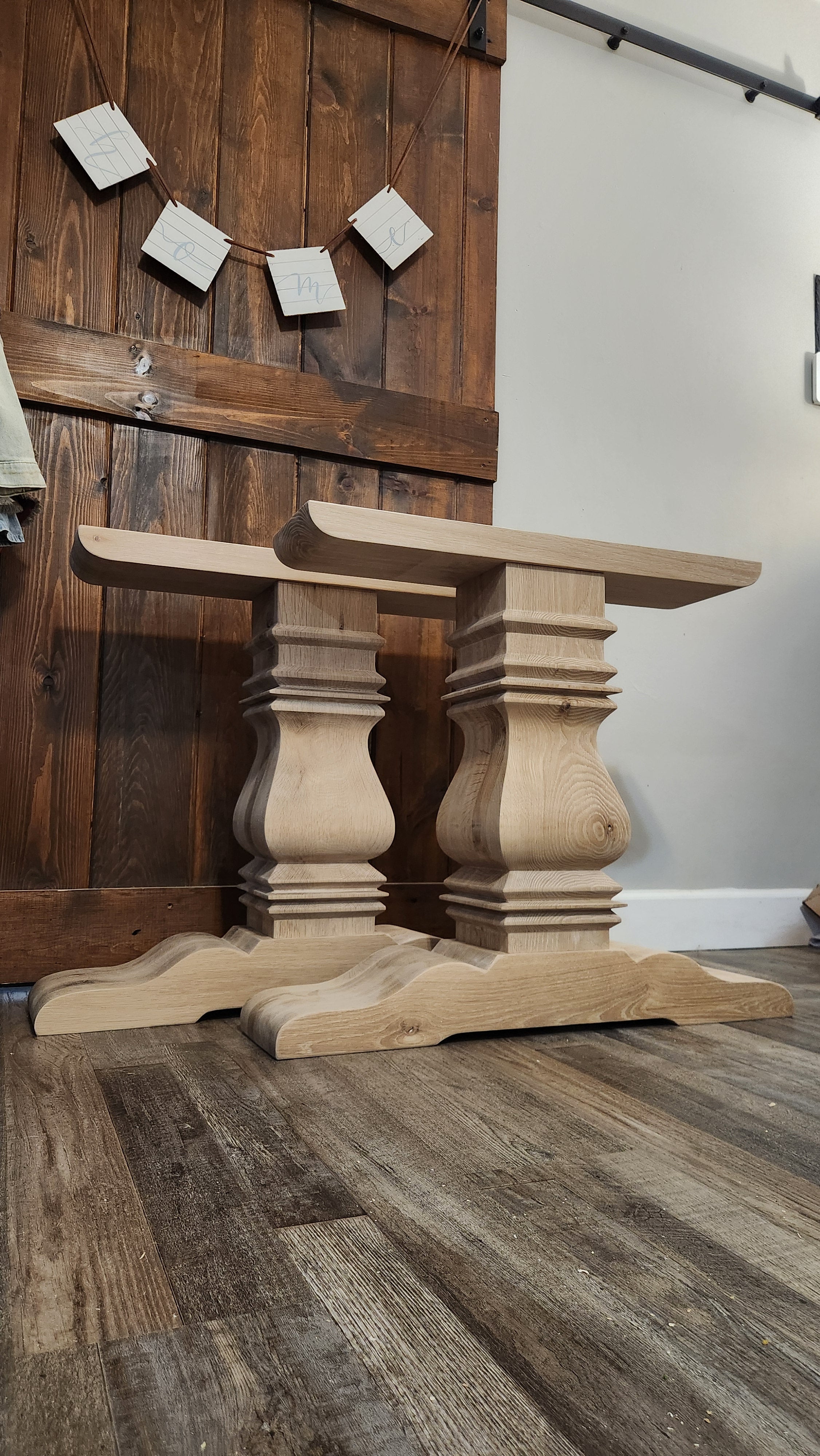 Modern Farmhouse Trestle Dining Table Pedestal Base "The Charleston